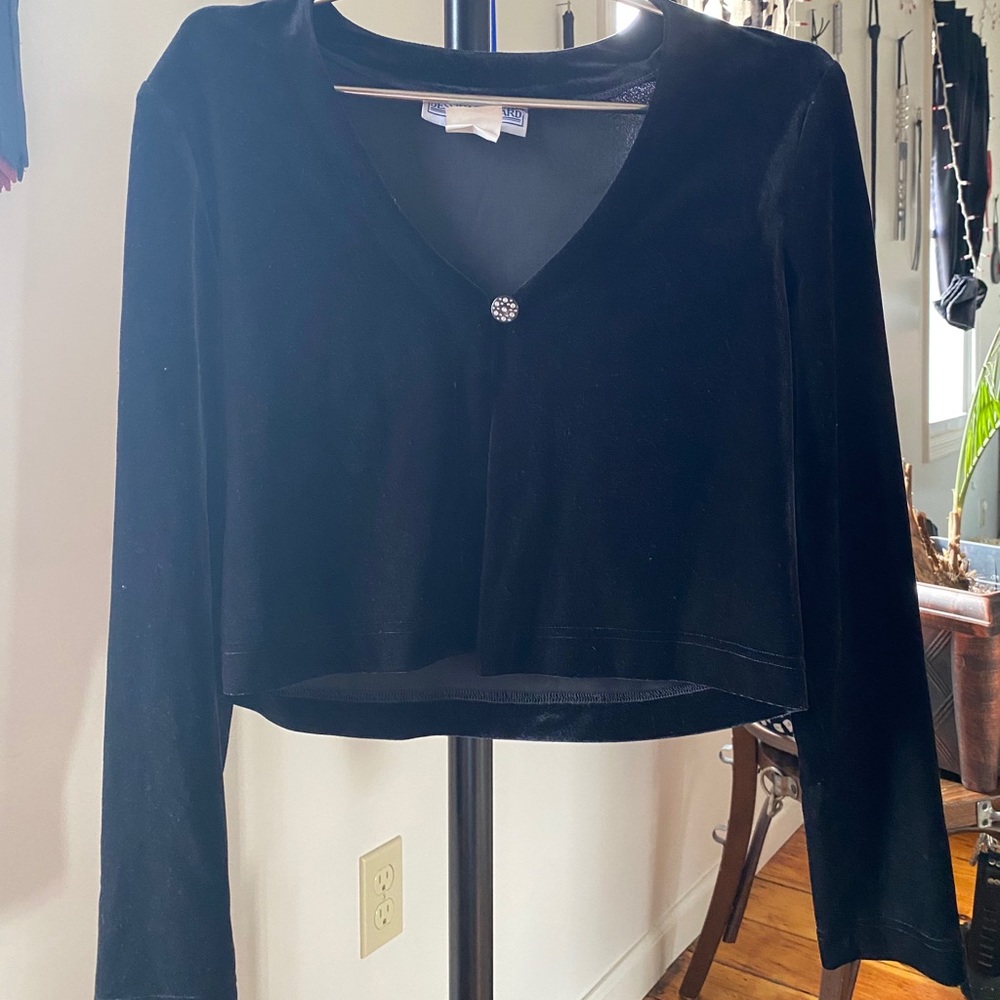 Black retro polyester spandex shrug